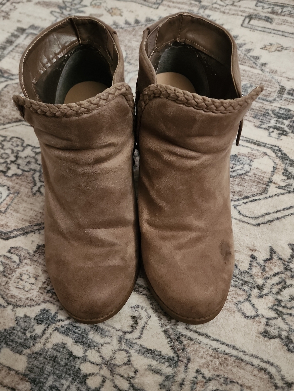 Torrid Size 10 Women’s Brown Suede Ankle Booties with Braided Trim